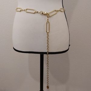 Gold Tone Textured Oblong Link Chain Metal Belt